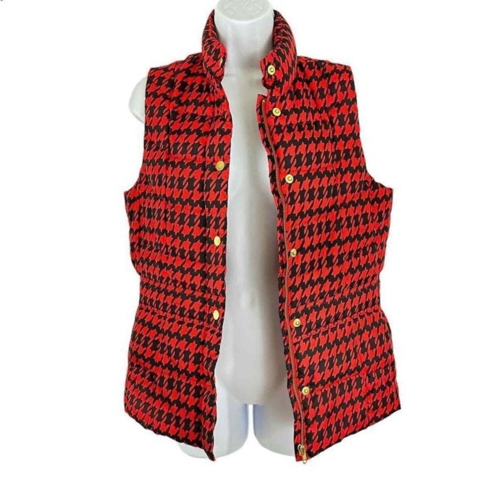 MADISON Women's Red & Black Houndstooth Puffer Cinch Vest Size M